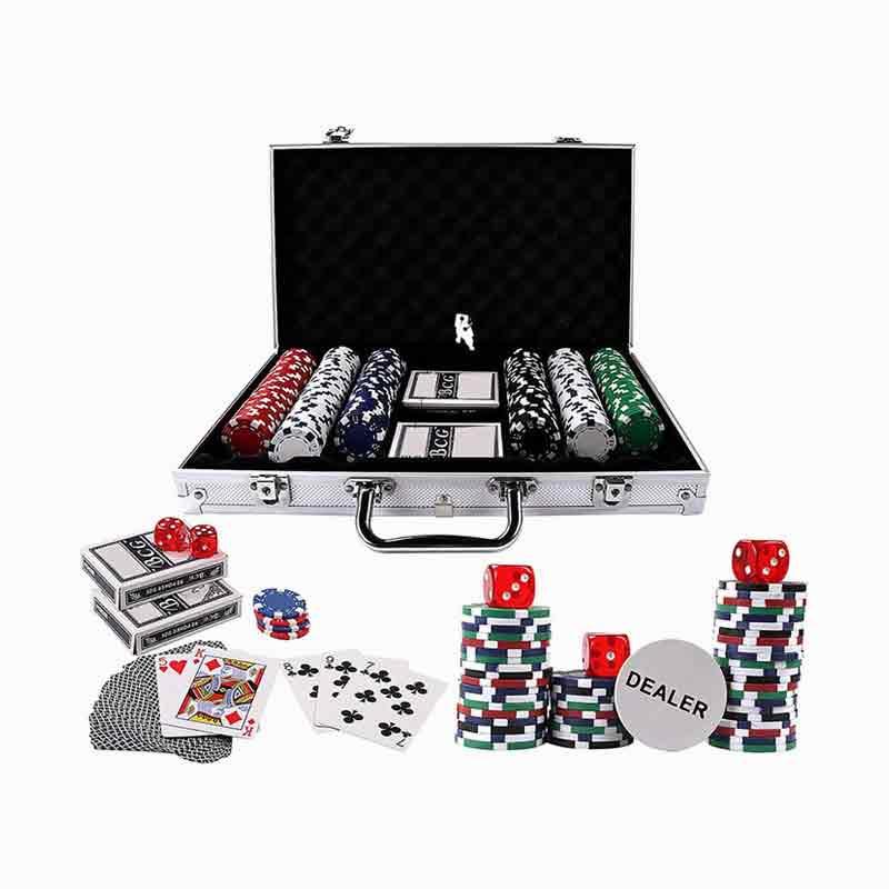 300psc Texas Hold'em Poker Čipy zasazené do hliníkové krabice